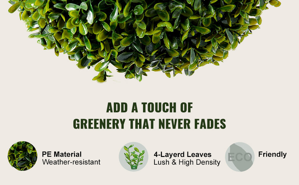 SucceBuy Artificial Boxwood Topiary Tree Faux Plant w/ Extra Leaves Pot Small Decoration UV Rated Set for Home Decor Indoor