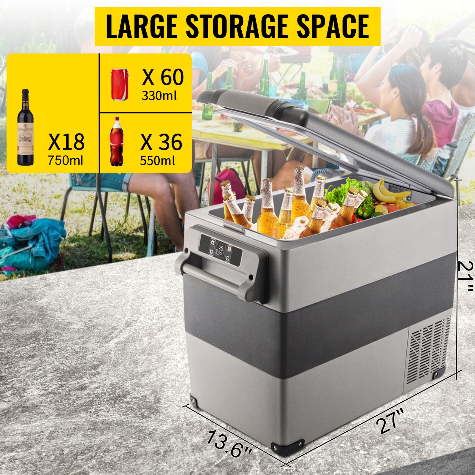 SucceBuy 20L 22L 35L 45L 55L Car Refrigerator Mini Fridge Freezer Portable Compressor Cooler 12/24V DC 110-240V Ice Box