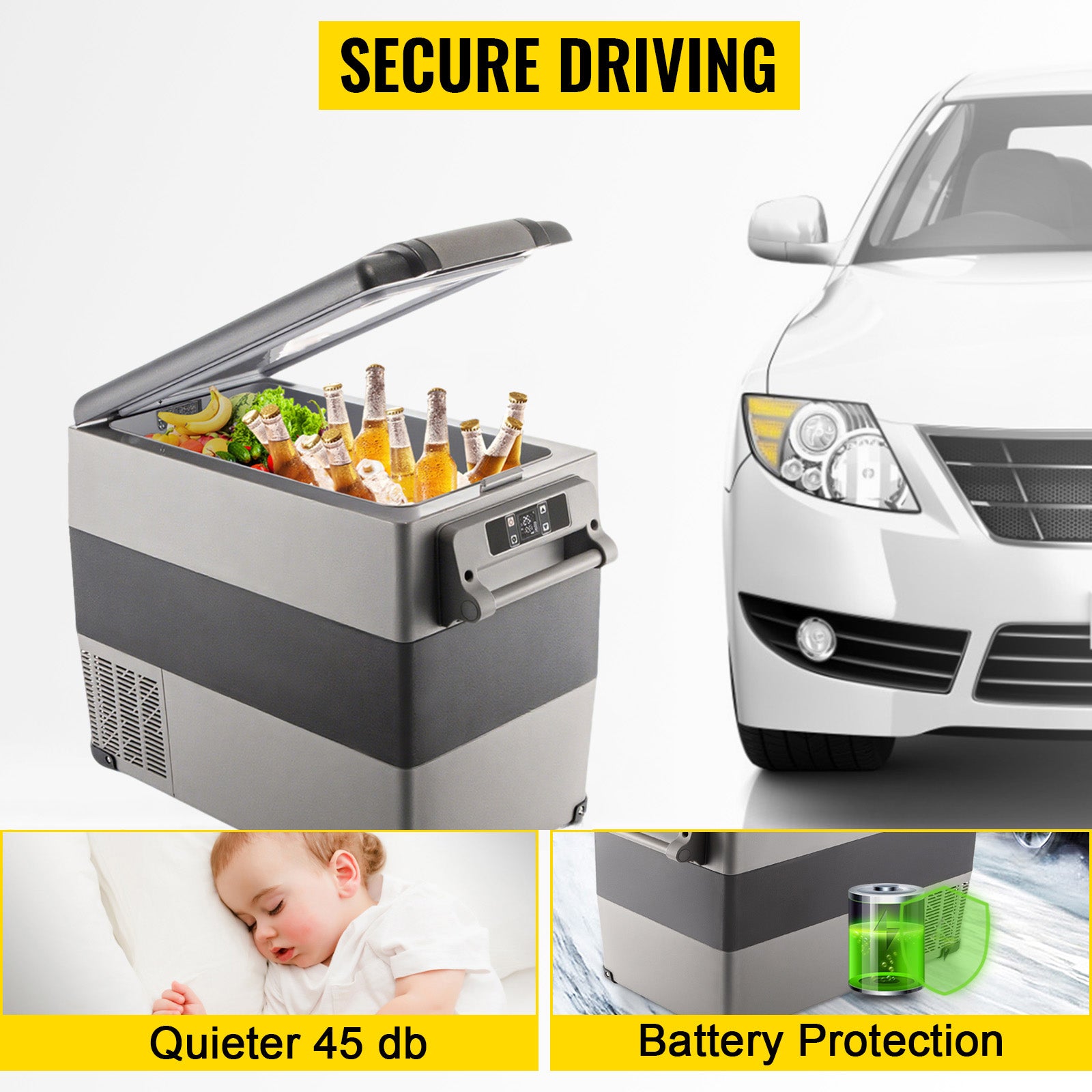 SucceBuy 20L 22L 35L 45L 55L Car Refrigerator Mini Fridge Freezer Portable Compressor Cooler 12/24V DC 110-240V Ice Box